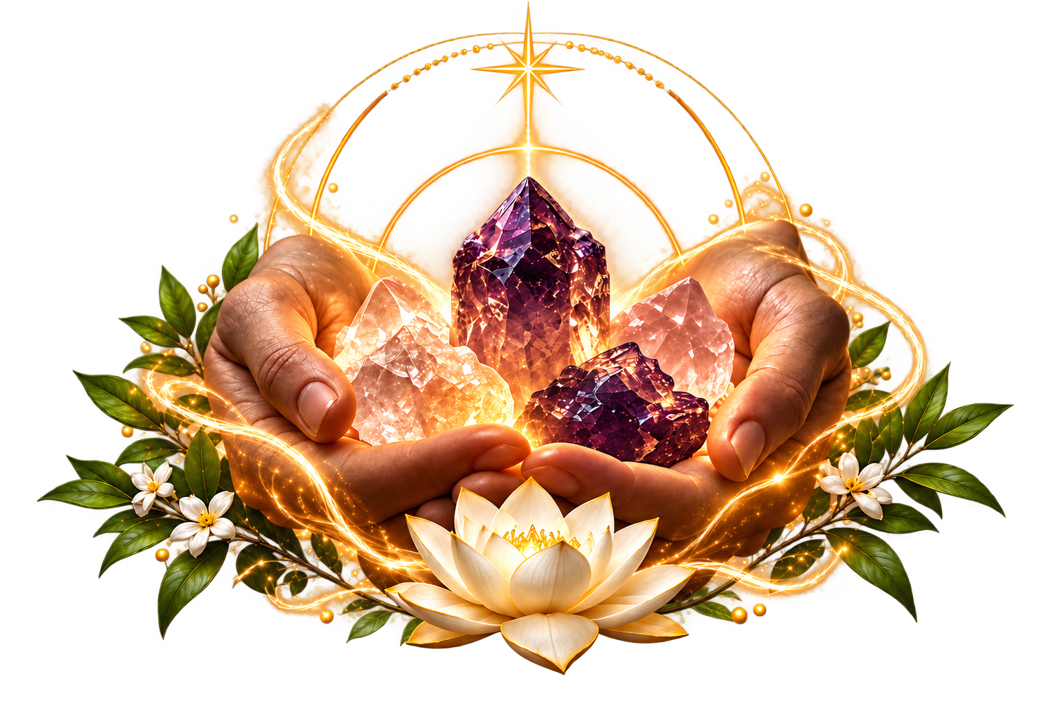 Healing and protection ritual with crystals